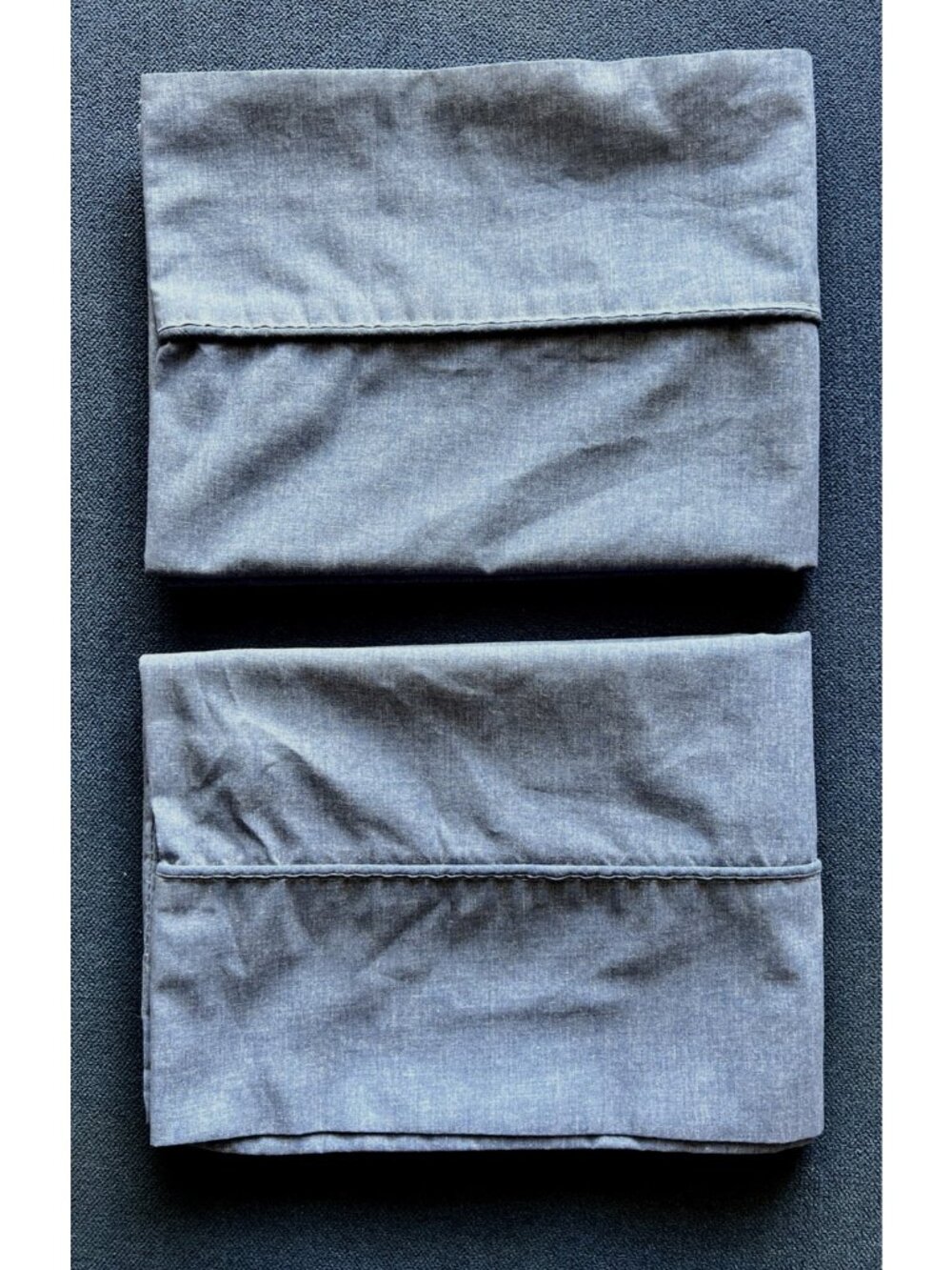 Pair Chambray Denim Pillowcases Standard WAMSUTTA  Blue Cotton Poly USA Made Vtg
